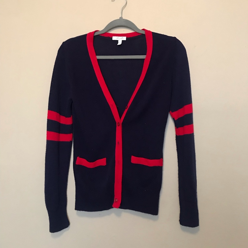 Navy & Red Cardigan!